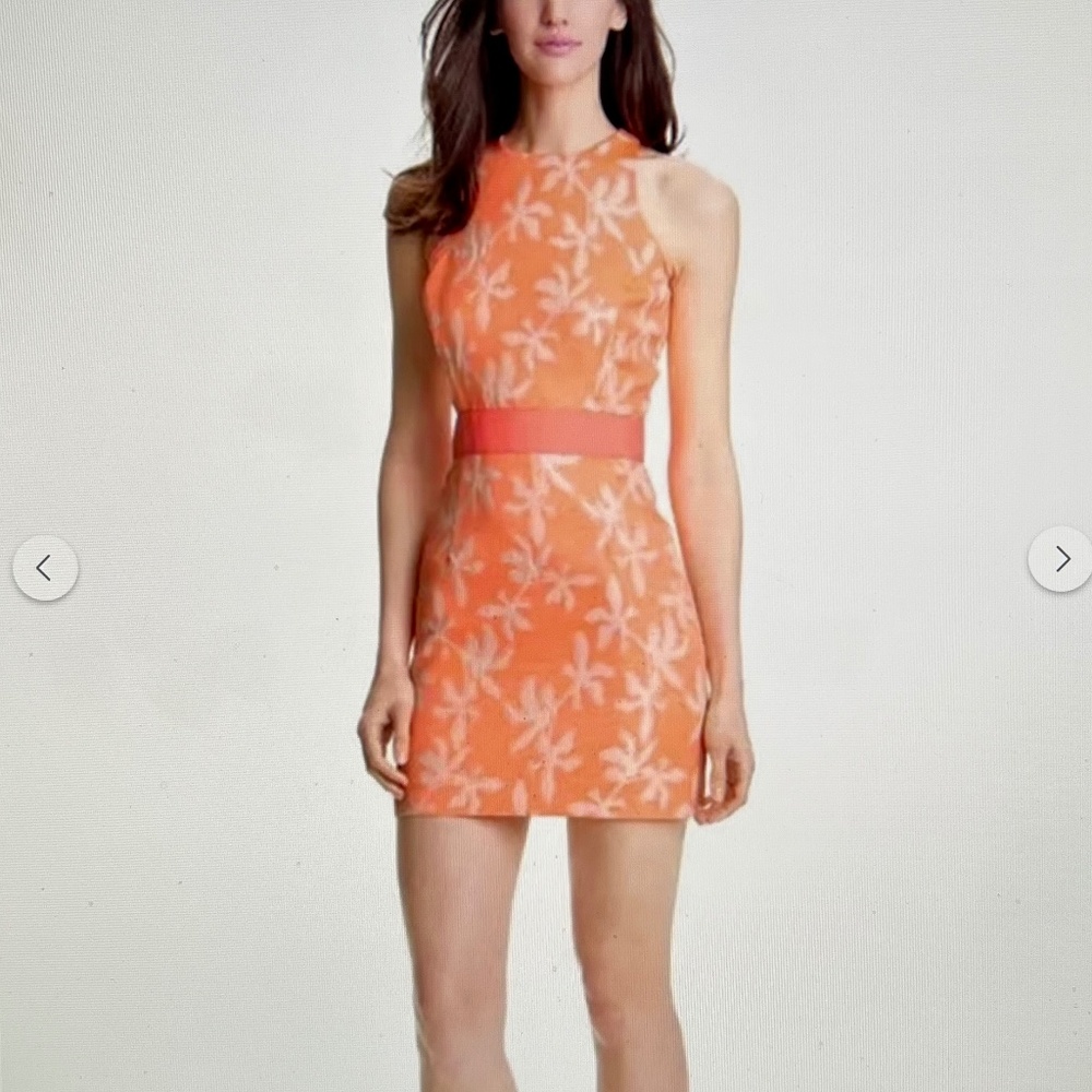 Milly Sonya Orange Jacquard Sheath Dress Size 12
